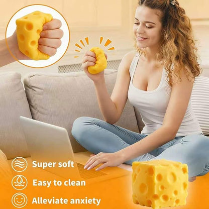 Yellow Cheese Squeeze Toy, Easter Basket Stuffers for Kids Teens, Soft Simulation Food Squeeze Toy, Cute Desk Decor, Birthday Gift for Girls Boys, Office Classroom Fidget Pack