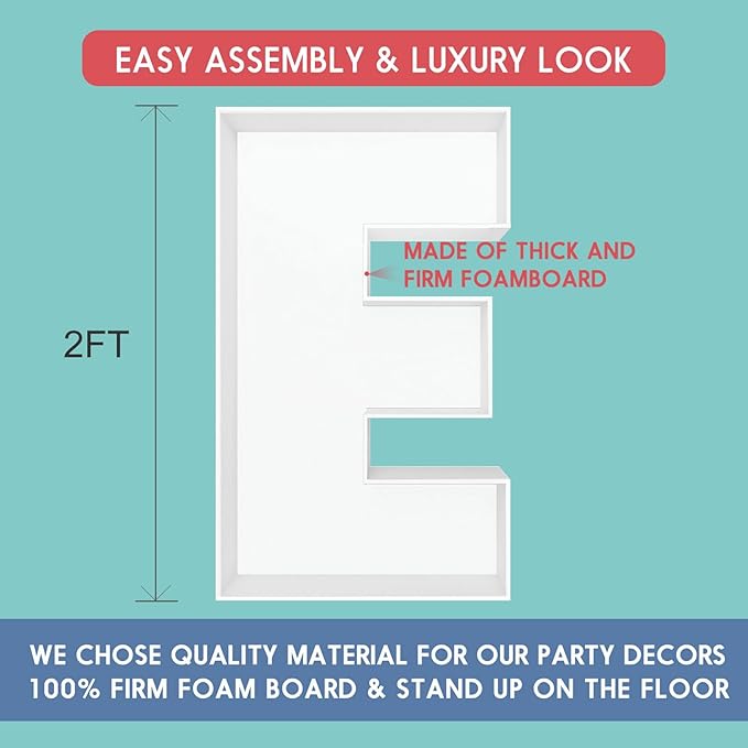 2FT Letter E Mosaic Balloon Frame Letter DIY Fillable Letters Kit for Birthday Party Wedding Backdrop Decor