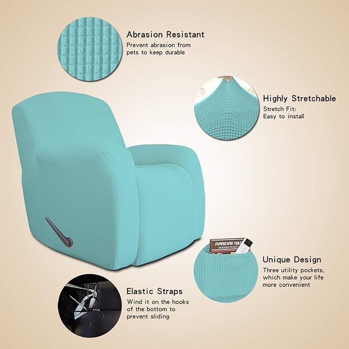 Easy-Going Oversized Recliner Stretch Sofa Slipcover Sofa Cover 1 Piece Furniture Protector Couch Soft with Elastic Bottom,Polyester Spandex Jacquard Fabric Small Check(Oversize Recliner,Light Green)