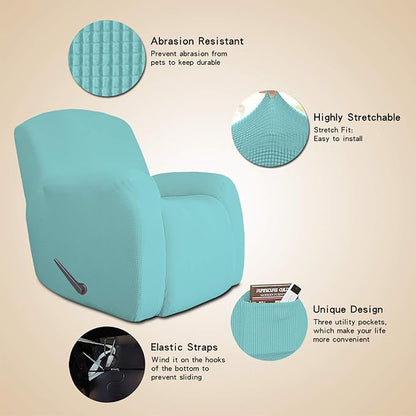 Easy-Going Oversized Recliner Stretch Sofa Slipcover Sofa Cover 1 Piece Furniture Protector Couch Soft with Elastic Bottom,Polyester Spandex Jacquard Fabric Small Check(Oversize Recliner,Light Green)