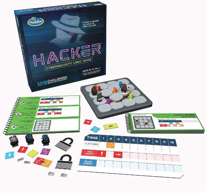 Think Fun Hacker Cybersecurity Coding Game and STEM Toy for Boys and Girls Age 10 and Up, Multicolor