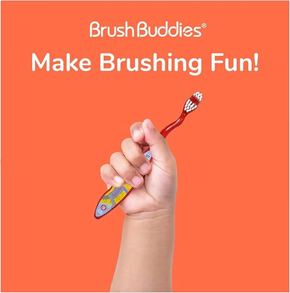 Brush Buddies Hot Wheels Manual Soft Bristled Toothbrush for Kids, Multi-Colored & Fun Toddler Toothbrushes, Anti-Slip Grip Handle, Children's Toothbrush, Kids Travel Toothbrush, 3 Pack