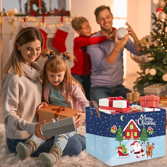 Rectangular Christmas tree Basket,Nursery Hamper,Waterproof and foldable Tree Basket Baby Storage Bin,Toy Organizer,Boy and Girls Christmases Room Decor(Christmas)