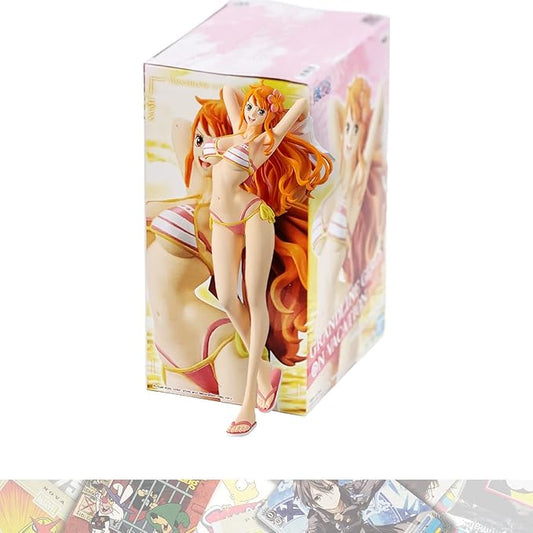 BANPRESTO N a m i [B]: 20cm Grandline Girls on Vacation Statue Figurine Bundled with 1 A.C.G. Compatible Theme Trading Card (18489), Small