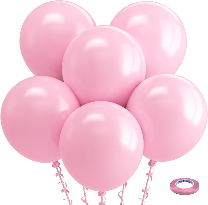 Bezente Pastel Pink Latex Party Balloons - 30 Pack 18 inch Large Thick Big Round Pink Balloons for Birthday Wedding Bridal Shower Gender Reveal Anniversary Party Decorations