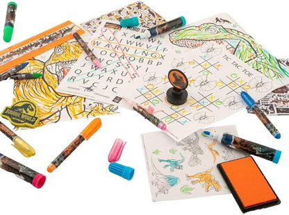 Innovative Designs Jurassic World Deluxe Activity Set for Kids with Carrying Tin, Coloring Sheets, Stickers, & Art Supplies, 500+ Pieces