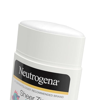 Neutrogena Sheer Zinc Oxide Kids Mineral Sunscreen Stick, Broad Spectrum SPF 50+ & UVA/UVB Protection & Water Resistant with Residue-Free, No-Mess Application, Oil- & Paraben-Free, 1.5 oz