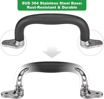 SELEWARE Black Playground Safety Handles, Non-Slip Kids Playground Grab Handle, Durable Indoor Outdoor Playset Handles for Playhouse, Treehouse, Climbing Frame, Jungle Gym, Swing Set, 4 Pack
