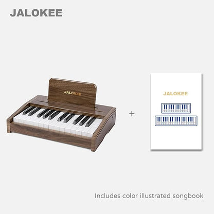 Kids Piano Keyboard, Digital Piano for Kids, Music Educational Instrument Toy, Wood Toy for 3+ Girls and Boys (Walnut, 25 Keys)