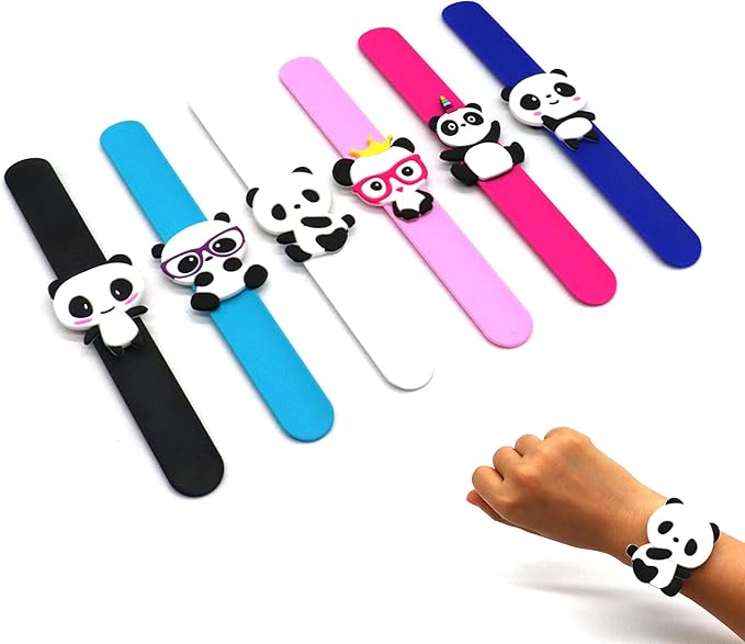 Panda Slap Bracelets for Kids Party Favors-Panda Theme Birthday Decorations(6pack) for Boys&Girls Panda Theme Party Supplies Carnival Prizes Classroom Exchanging Gifts