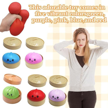 Dumpling Squishies, Glitter Dumpling, Glitter Dumplings Squishy with Box, Dumplings Sensory Squeeze Toy for Stress Relief Stretchy Desk Toys (Purple)