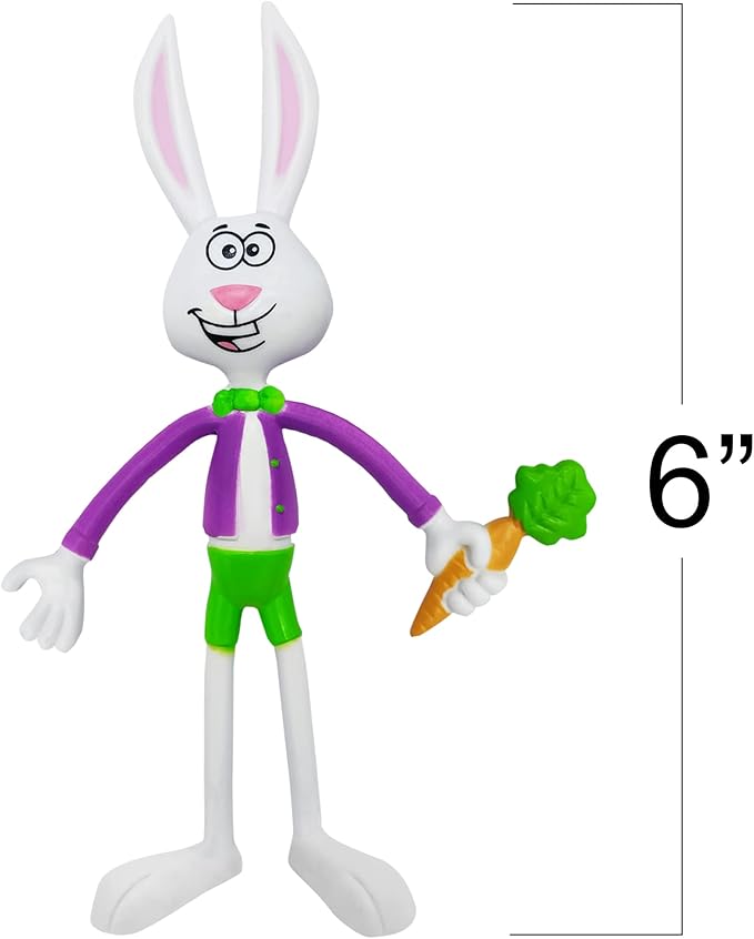 ArtCreativity Bendable Easter Bunny Figurines, Set of 8, Easter Toys for Kids with 4 Colorful Designs, Easter Basket Stuffers for Toddlers, Stress Relief Fidget Toys for Kids, Great Gift for All Ages