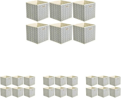 Amazon Basics Collapsible Cube Storage Organizer Bins, 24-Pack, 10.5 x 10.5 x 11 inches, Chevron Grey