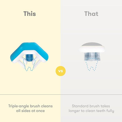 Frida Baby Triple-Angle Toothhugger Training Toddler Toothbrush | Toddler Toothbrush 2 Years and Up, Cleans All Sides at Once | Blue