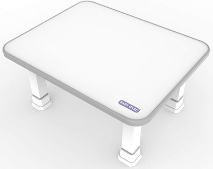 Baby Care Kids Folding Floor Table w/Adjustable Heights - for Play, Reading, and Snack Time and More (White/Grey)