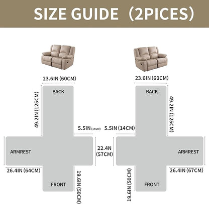 Easehomey Waterproof Loveseat Recliner Cover,Non Slip Reclining Couch Covers for 2 Seat,Dog Chair Cover Furniture Protector Washable Chair Cover with Pocket for Kids,Pets,Dogs(Khaki,2Seat)