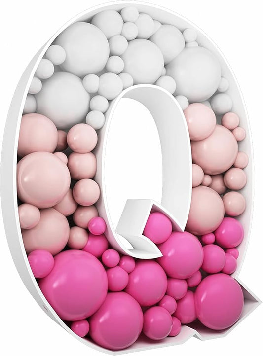 3FT Tall Mosaic Balloon Frame Letters Big Marquee Light Up Letters DIY Kit for Birthday Party Wedding Backdrop Decor Letter Q Pre-Cut Foam Board