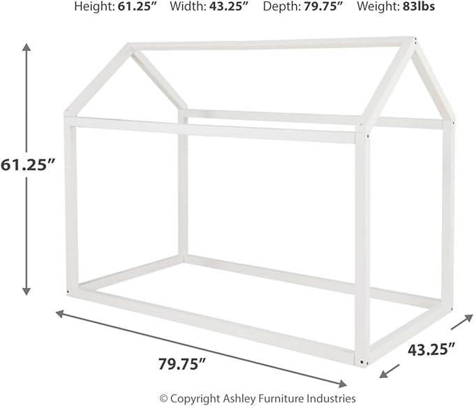 Signature Design by Ashley Flannibrook Contemporary House Bed Frame, Twin, White