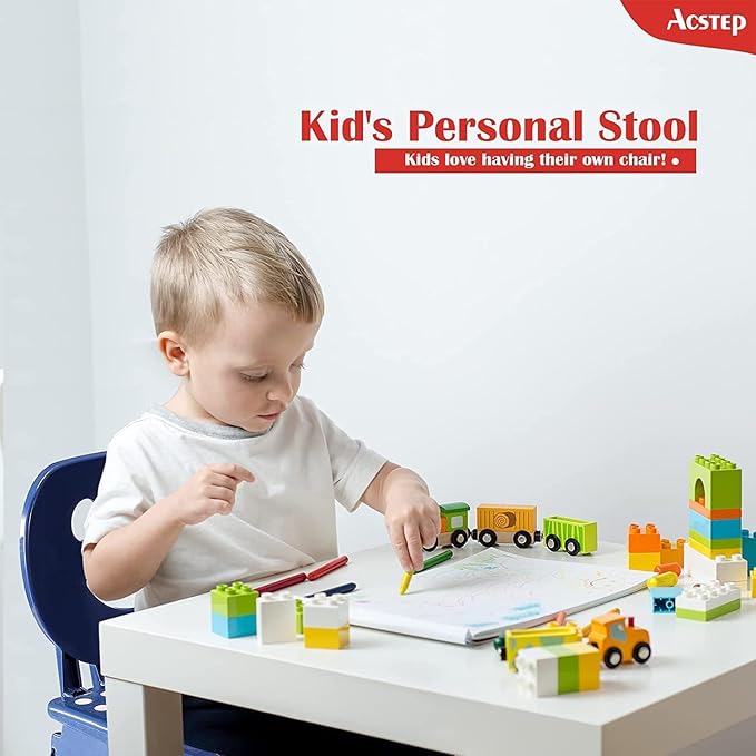 ACSTEP Folding Step Stool with Back Support for Kids,9" Kids Step Stool for Outdoor or Indoor Kitchen Step Stools and Bathroom Stool for Toddlers Boys Girls - Royal Blue, 10 Pack