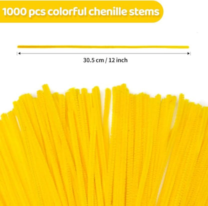 Eppingwin 1000pcs Pipe Cleaners, Yellow Pipe Cleaners Craft Supplies,Chenille Stems for DIY Arts Crafts Project(Yellow)