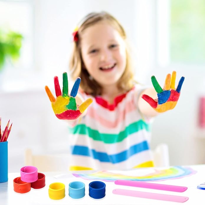 CHENGU 36 Pieces Silicone Slap Bracelets Multicolor Slap Wrist Soft and Safe Slap Bands Wrap Slap Wristband for School Party Favors DIY Painting Wristband Craft Project, 8.46 x 1 Inch