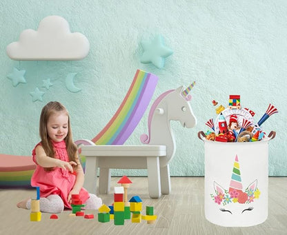 Essme Kids Laundry Basket,Unicorn Hamper Collapsible Waterproof Storage Bin for Girls,Gift Baskets(Cute Unicorn)