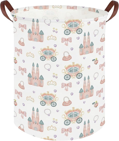 Princess hamper,Girl Laundry Basket,Baby Nursery Hamper,Waterproof foldable girls toy storage box,Dirty Clothes Hampers,Princess Room Decor(Princess carriage)
