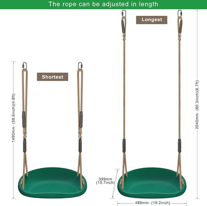 2 Pack 500LB Capacity Heavy Duty Swing Seat with Wider Seat Board & Height Adjustable Rope from 4.8ft to 6.7ft Green Swing Set Swings for Backyard Patio Garden Playground, Green
