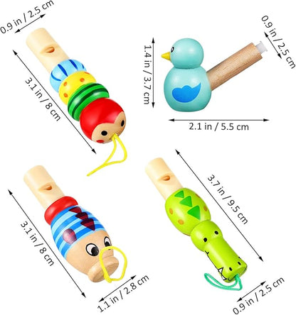 TOYANDONA Wooden Whistle Toys for Kids 7 Pcs Bird and Animal Shapes Educational Musical Toddler Whistles Lightweight Portable