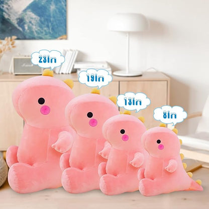 Cute Dinosaur Plush Toys, Fat Dinosaur Soft Stuffed Animals Toys Dolls, Dino Plushies Doll Cute Birthday Gifts for Kids Girls Boys (Pink,8in)