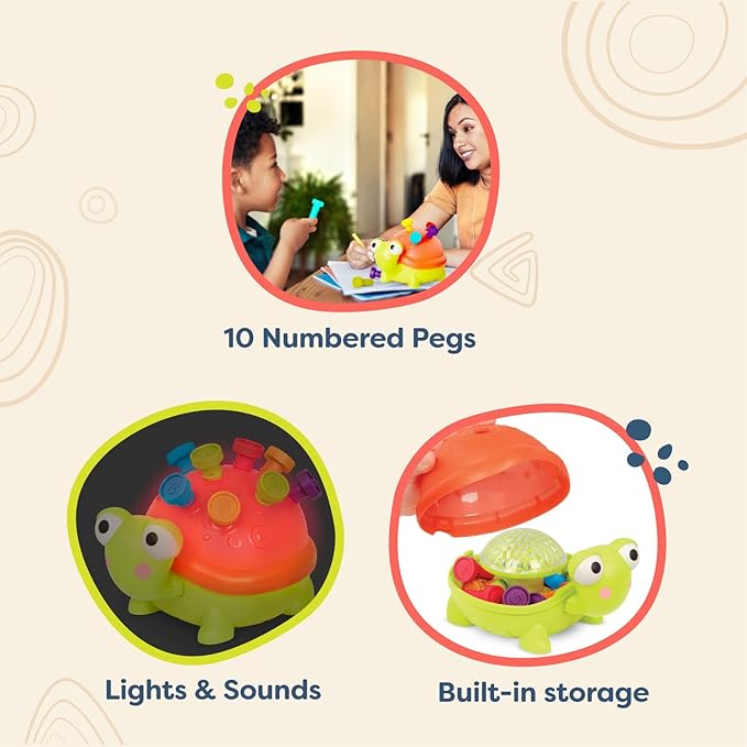 B. toys- Teaching Turtle- 10 Numbered & Colorful Pegs – Learning Toy with Lights & Sounds – Educational Toys for Toddlers, Kids – 18 Months +