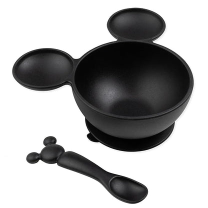 Bumkins Disney Baby Bowl, Silicone Feeding Set with Suction for Baby and Toddler, Includes Spoon, First Feeding Set, Essentials for Baby Led Weaning, Babies Eating 4 Months Up, Mickey Mouse Black