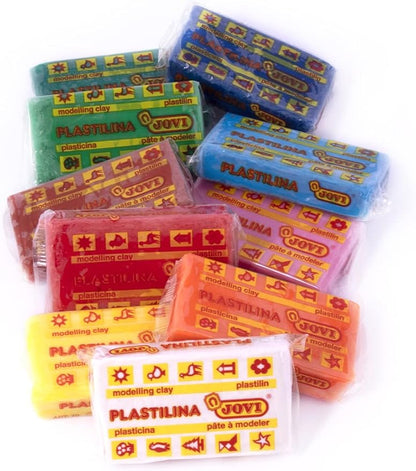 Jovi - Non Drying Modeling Clay, Endlessly Reusable Plasticine, Set of 10 Bars, Each 1.75oz, Non-Toxic and Gluten-Free, for Arts and Crafts Projects