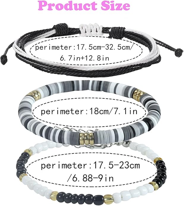 Beach Bracelet Set for Men and Women, Surfer Men Bracelet, Braided Boho Summer Bracelets Adjustable Men's Bracelet Handmade Women Bracelet String Rope Ankle Bracelets Birthday Gift