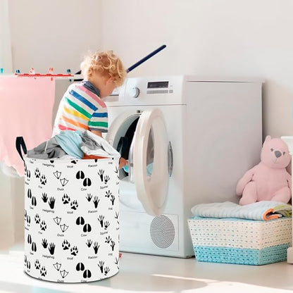 CLOCOR Large Laundry Basket,Waterproof Nursery Hamper,Collapsible Fabric Storage Container,Room Decor,Gift Basket（Animal Paw