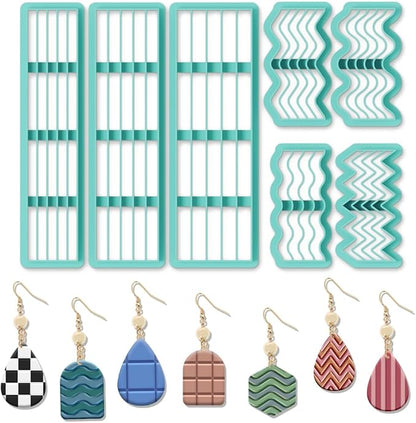 ORIGACH 7 Pcs Stripes Waves Polymer Clay Cutters Set Earring Clay Cutter DIY Craft Supplies for Earring and Jewelry Making