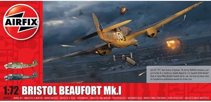 Airfix Model Airplane Kit Gift Set - A04021 Bristol Beaufort Mk.I, Plastic Plane Model Kits for Adults & Kids 14+, Skill Level 2, 1:72 Scale WW2 Military Aircraft - Real Aeroplane Model Gifts