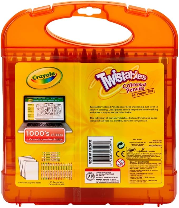 Crayola Twistables Colored Pencils Set (65ct), Kids Drawing Kit, Portable Art Case, Kids Colored Pencils, Coloring Supplies, Gifts