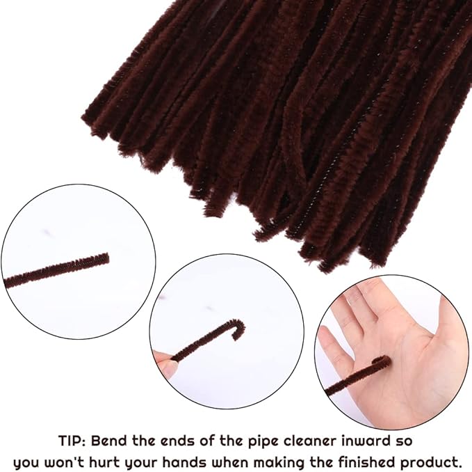 60 Pieces Brown Pipe Cleaners, Christmas Craft Pipe Cleaners,Pipe Cleaners Chenille Stem,Pipe Cleaners Bulk,Art Pipe Cleaners for Creative Home Decoration Supplies Arts and Crafts Project
