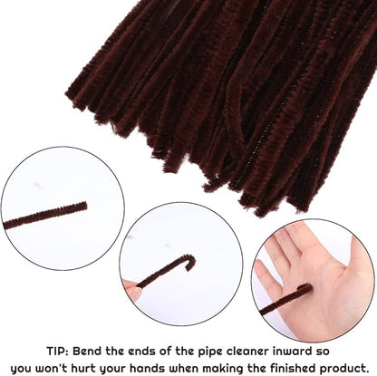 60 Pieces Brown Pipe Cleaners, Christmas Craft Pipe Cleaners,Pipe Cleaners Chenille Stem,Pipe Cleaners Bulk,Art Pipe Cleaners for Creative Home Decoration Supplies Arts and Crafts Project