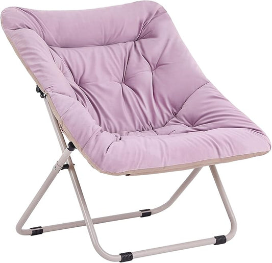 Tiita Comfy Saucer Chair, Soft Faux Fur Oversized Folding Accent Chair, Lounge Lazy Chair for Kids Teens Adults, Metal Frame Moon Chair for Bedroom, Living Room, Dorm Rooms