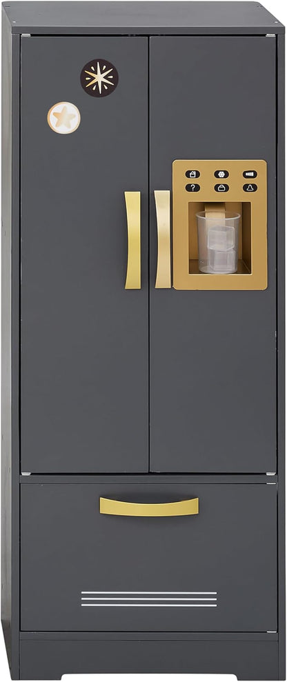 Teamson Kids Little Chef Colonie Play Kitchen Set with Ice Dispenser and Accessories, Gray