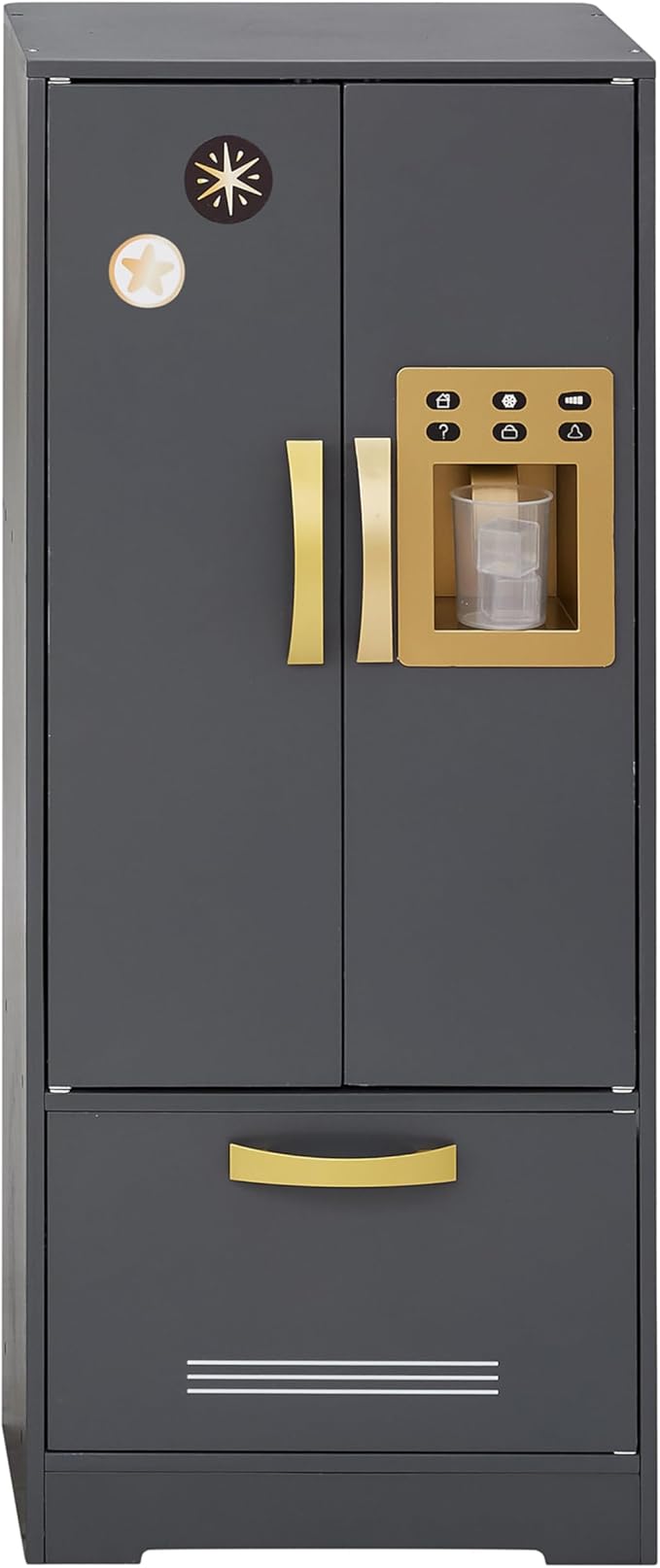 Teamson Kids Little Chef Colonie Play Kitchen Set with Ice Dispenser and Accessories, Gray