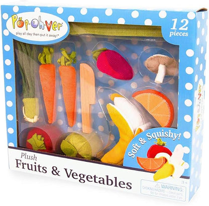 12 Piece Plush Fruits & Vegetables Kitchen Play Set - Comes with Realistic Looking Foods -Pretend Play for Kids Fake Foods for Imaginative Role Play-Great for Young Boys and Girls Ages 3+