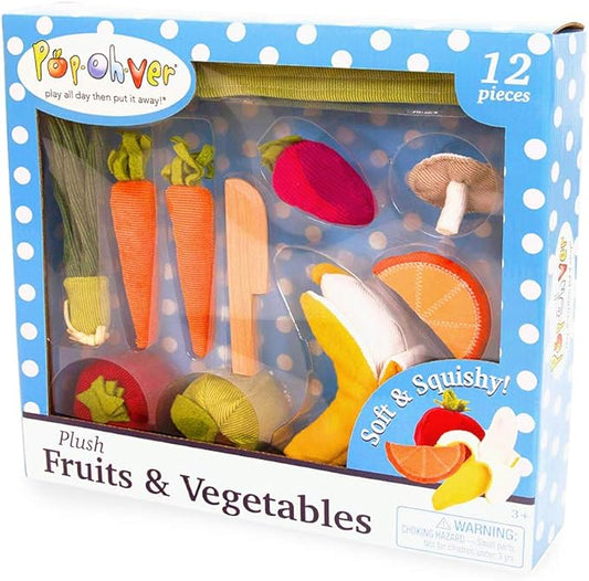 12 Piece Plush Fruits & Vegetables Kitchen Play Set - Comes with Realistic Looking Foods -Pretend Play for Kids Fake Foods for Imaginative Role Play-Great for Young Boys and Girls Ages 3+