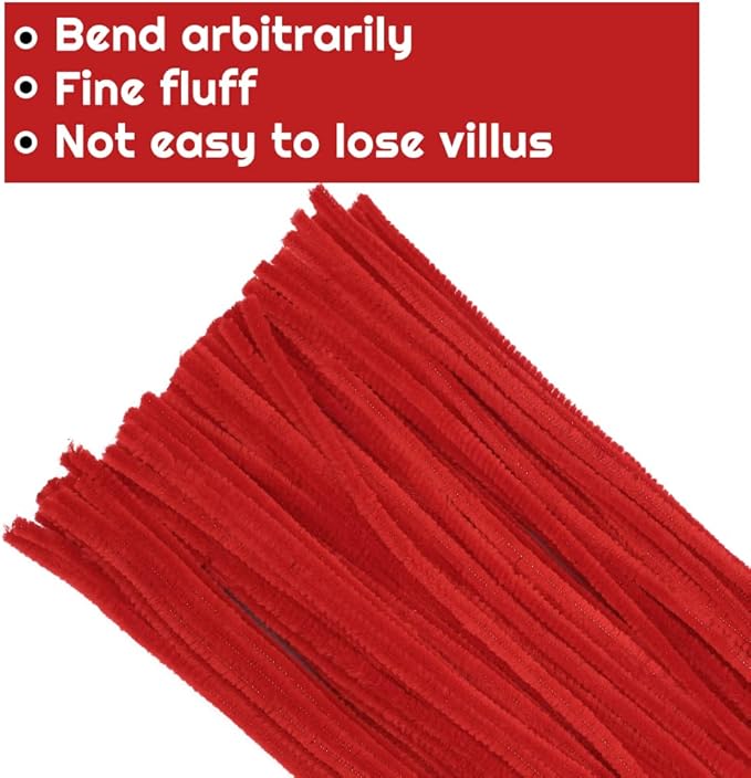 110 Pieces Christmas Pipe Cleaners, Red Craft Pipe Cleaners, Pipe Cleaners Chenille Stem, Pipe Cleaners Bulk, Art Pipe Cleaners for Creative Home Decoration Supplies Arts and Crafts Project