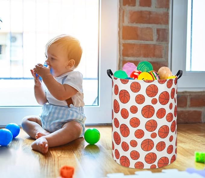 HIYAGON Basketball Kids Laundry hamper Baby Hamper for Nursery Boy and Girl Hamper Cute Kids Toys Storage Bin Organizer Room Decor for Home(Basketball)