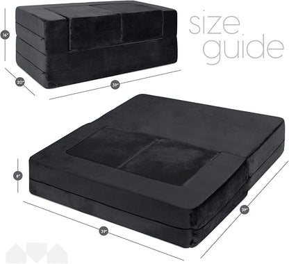 Milliard Kids Couch - Modular Kids Sofa for Toddler and Baby Playroom/Bedroom Furniture (Black) with Bonus Pillow