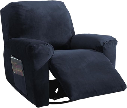 NORTHERN BROTHERS Stretchy Recliner Chair Covers, Velvet Recliner Covers, Lazy Boy Chair Cover (Dark Blue, 1 Seat)