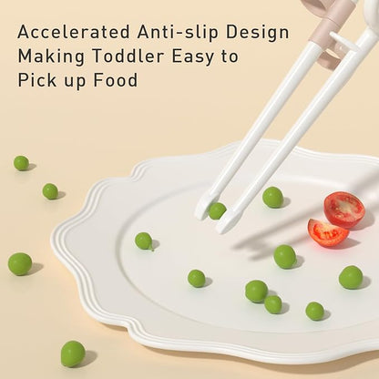 Toddler Utensils Stainless Steel Kids Silverware Set with Kids Training Chopsticks and Baby Spoon and Fork for Self Feeding Learning with Case